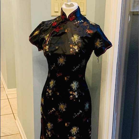 Solz Squirrel Dresses & Skirts - 60’s Black Solz Squirrel Cheongsam Maxi Dress S 6